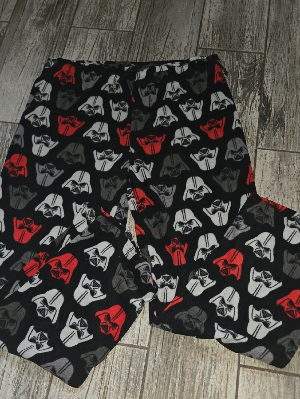 Star Wars Black Lounge Pants with Red and Gray Helmet Graphics